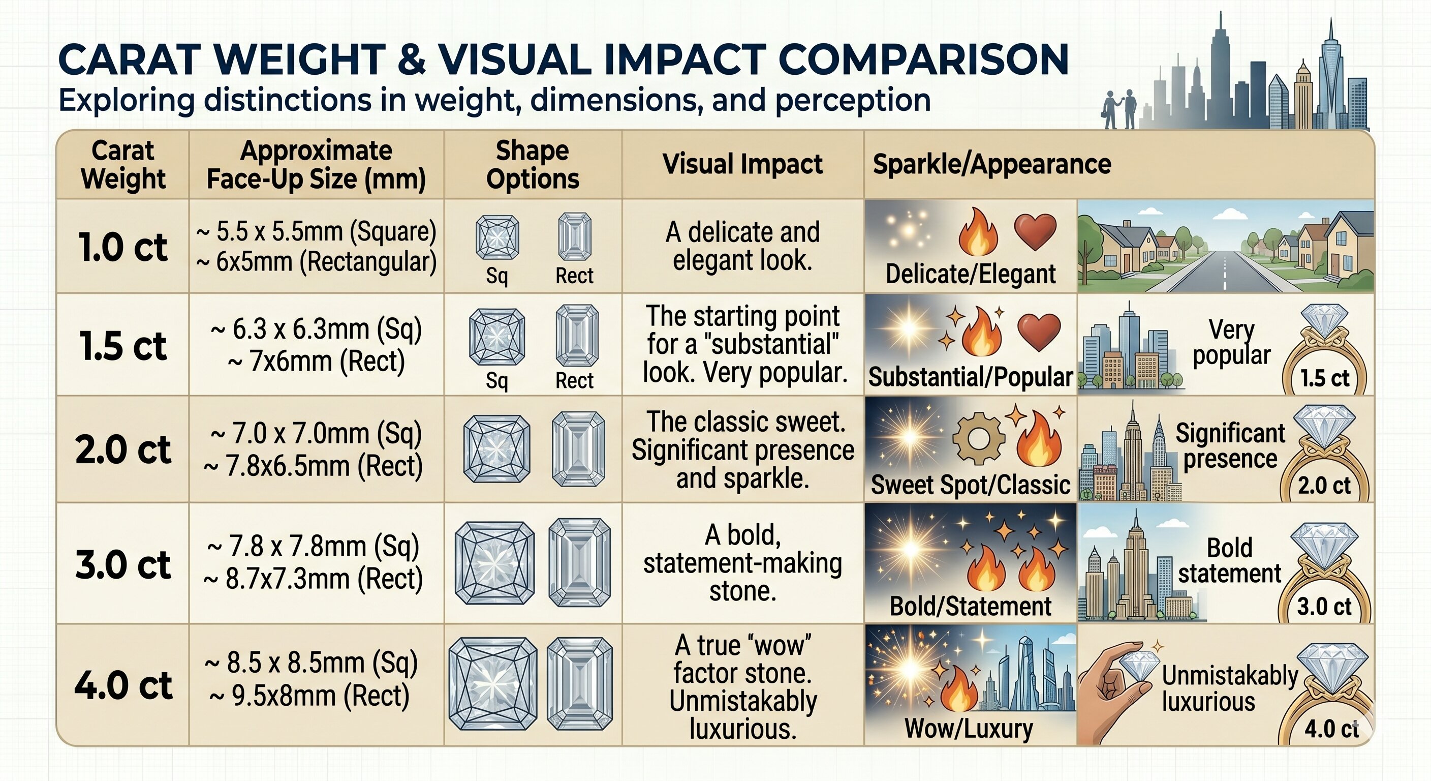carat weight visual impact comparison